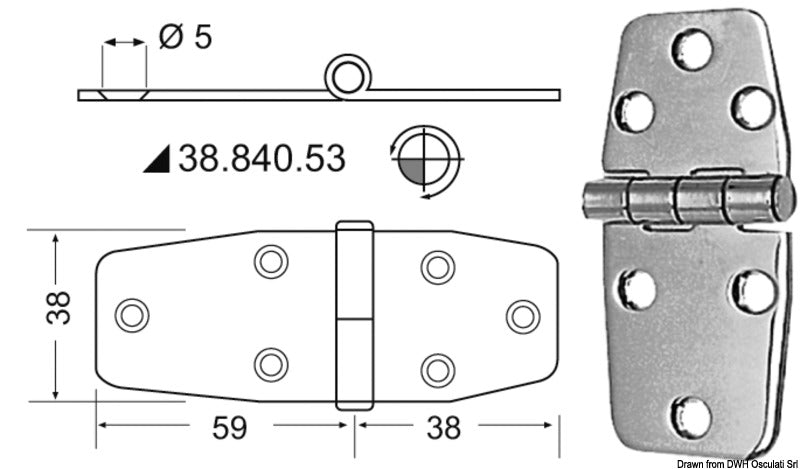 Gångjärn 2,5 mm