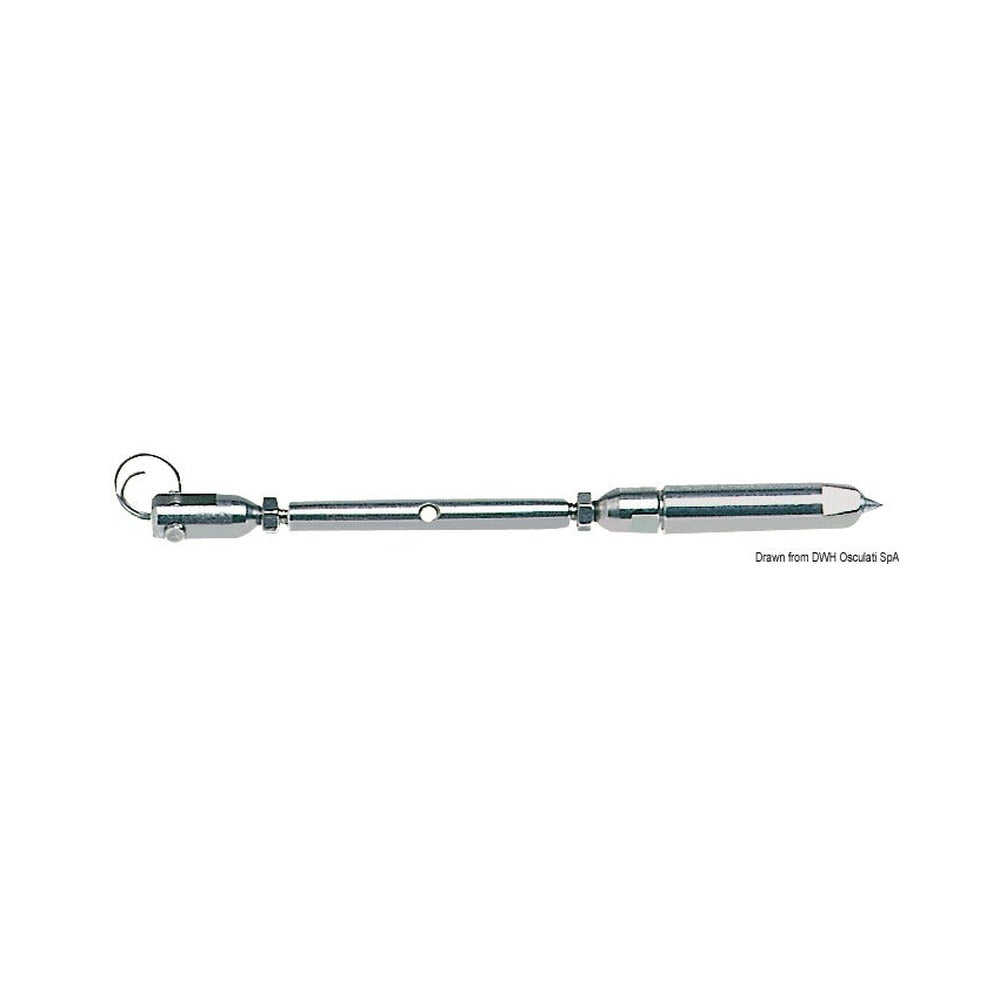 Turned rigging screws with built-in terminal suita