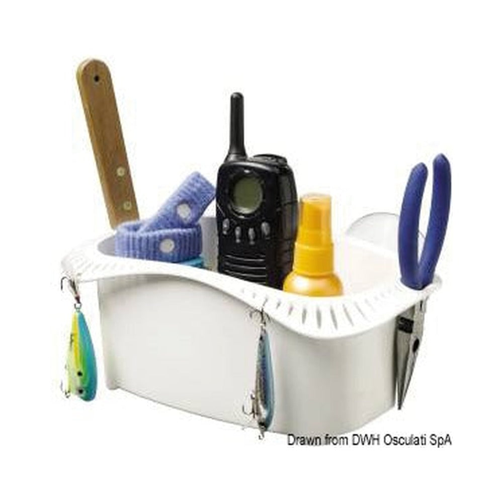 White plastic object holder compartment
