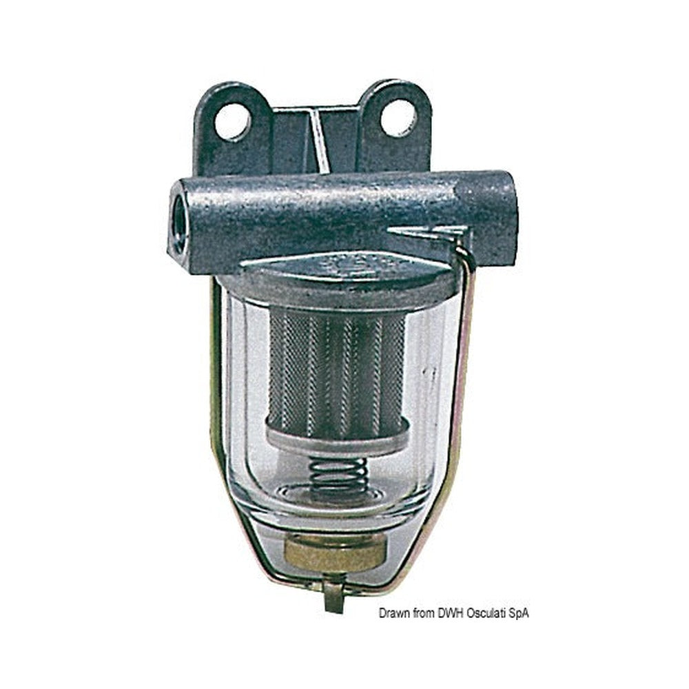 Fuel filter with clear glass tray