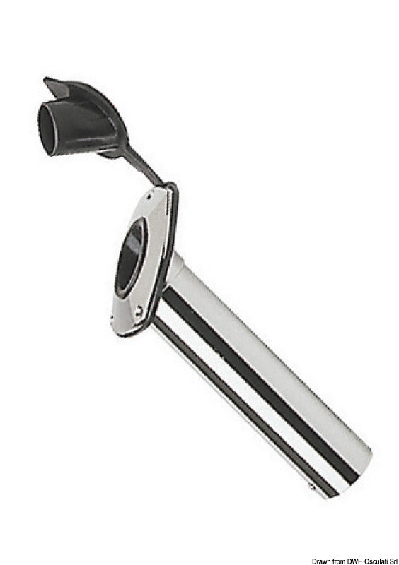 Chromed-brass flush-mount fishing rod holder
