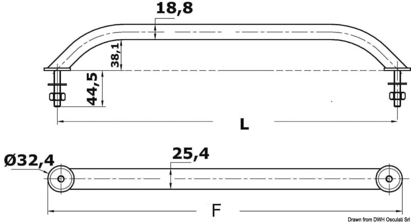 Oval pipe handrail, hidden screws