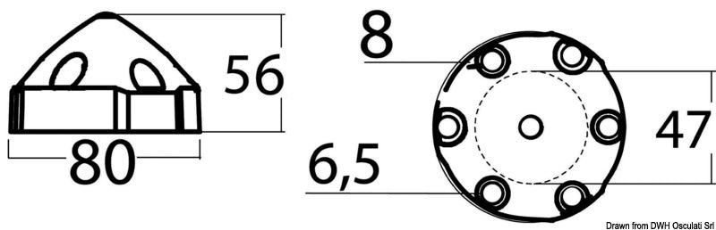 Zinc cone anode compatible with Max-Prop propellers