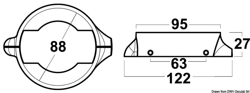 Volvo Penta 2-osainen kaulusa - S. Drive 120 ruostumattomilla M4X20-ruuveilla