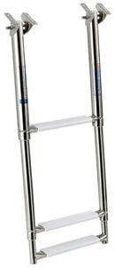 Telescopic ladder for fixing under the gangplank