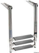 Telescopic ladder for platforms, with oval tubes and larger step