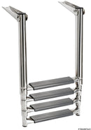 Telescopic ladder for platforms, with oval tubes and larger step