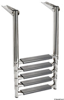 Telescopic ladder for platforms, with oval tubes and larger step