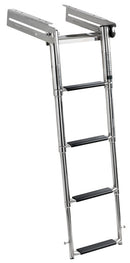 Ladder with overhanging rungs, to be mounted under the platform
