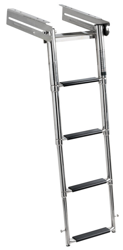 Ladder with overhanging rungs, to be mounted under the platform