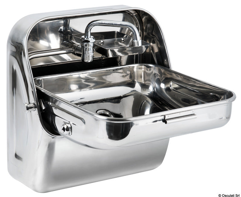 Stainless steel fold-down sink