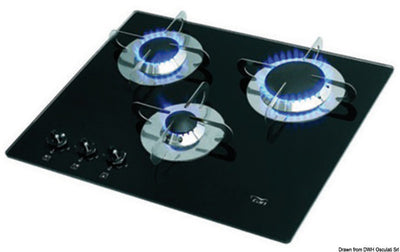 Gas hob with pyroceram burners