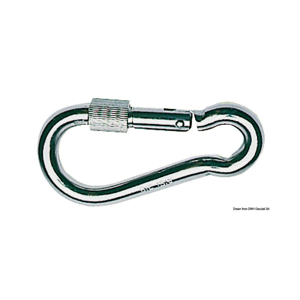 Stainless Carbine hooks with screw safety sleeve