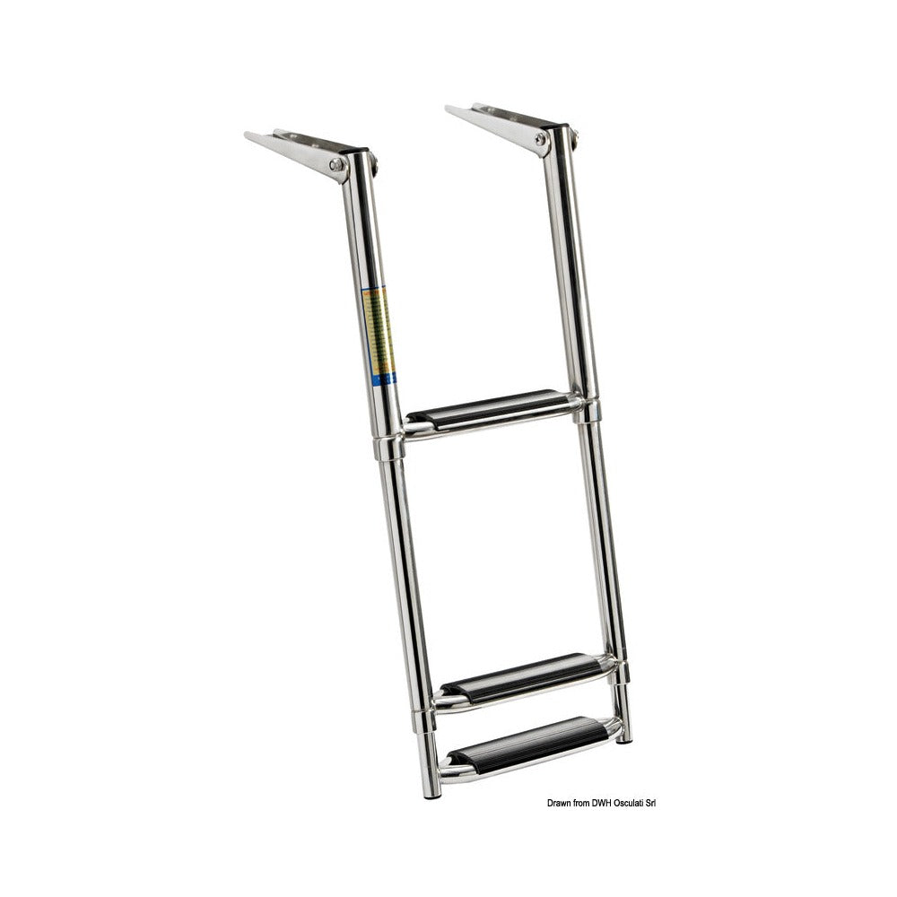 Telescopic ladder for gangplank fitted with large 