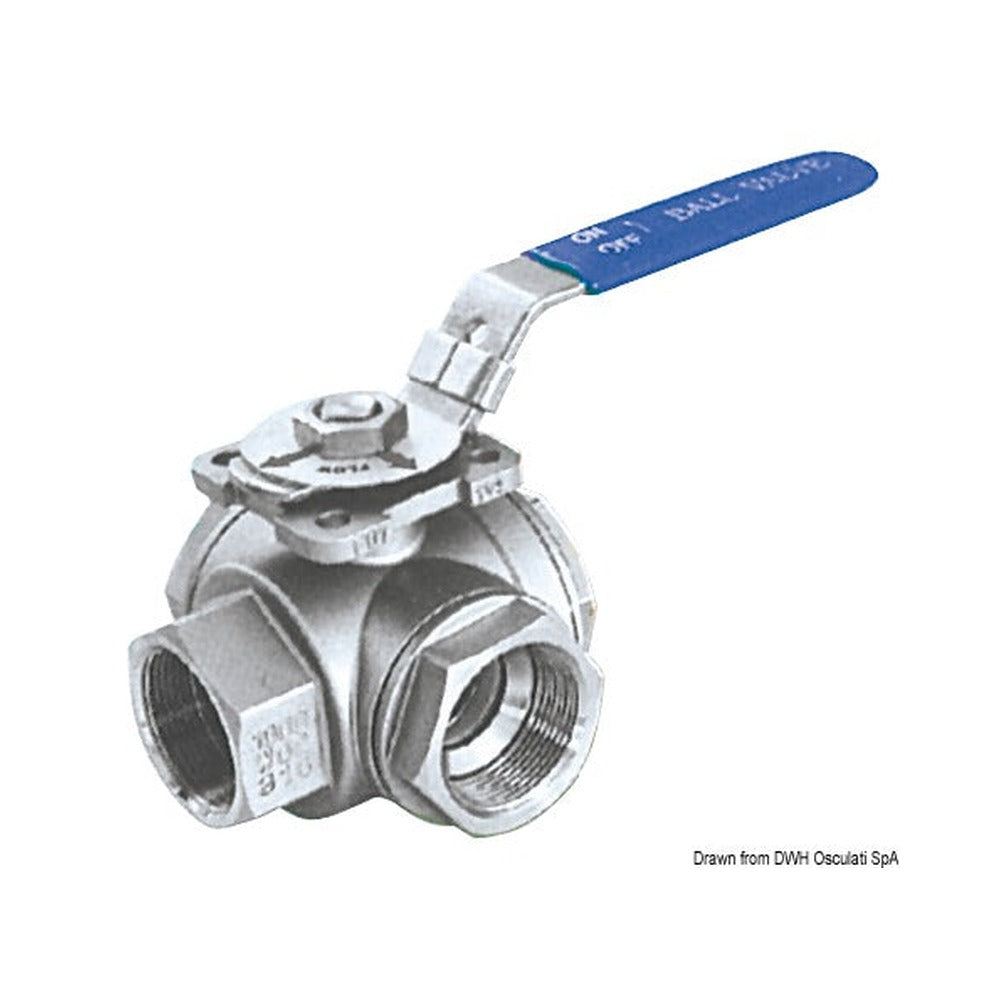 3-way ball valve female/female/female
