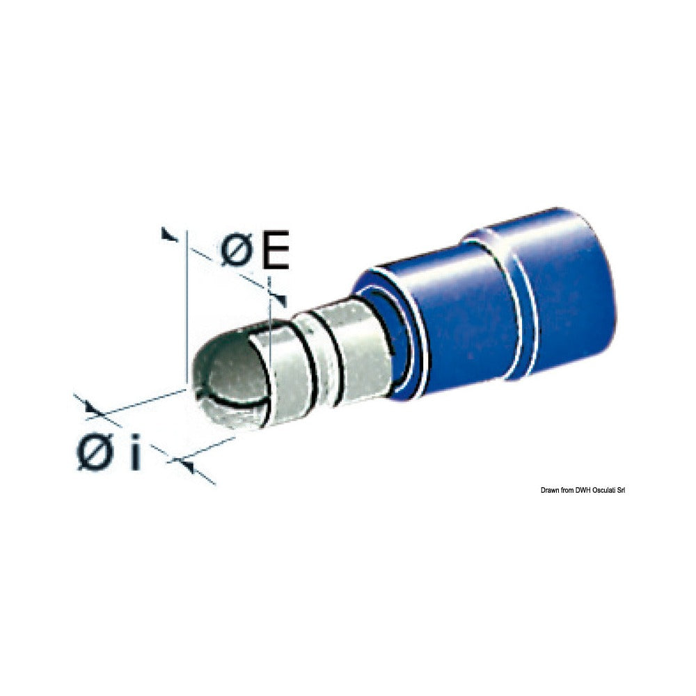 Cylindrical terminals, pre-insulated