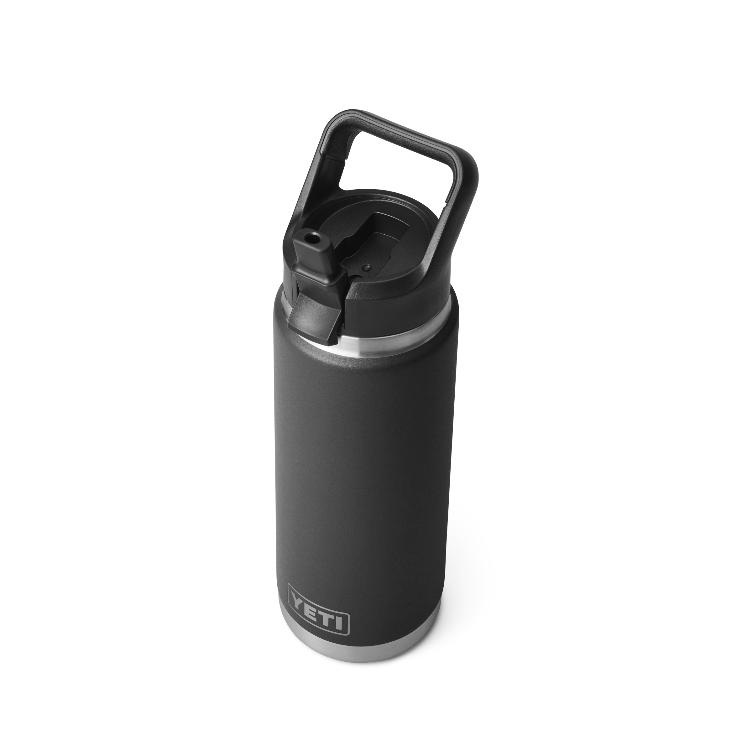 YETI Rambler 26 oz Straw Bottle Black three-quarter view up