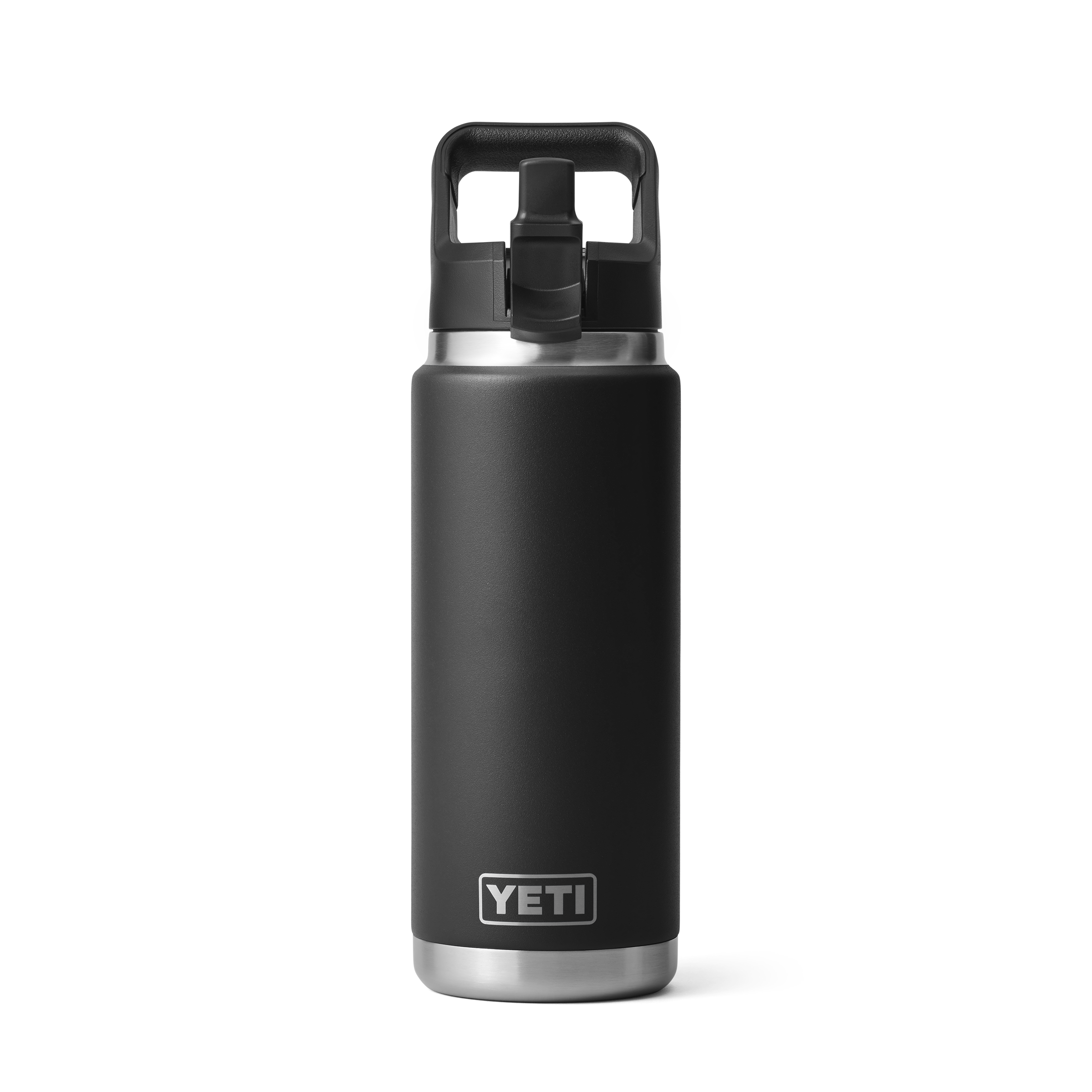 YETI Rambler 26 oz Straw Bottle Black front view up