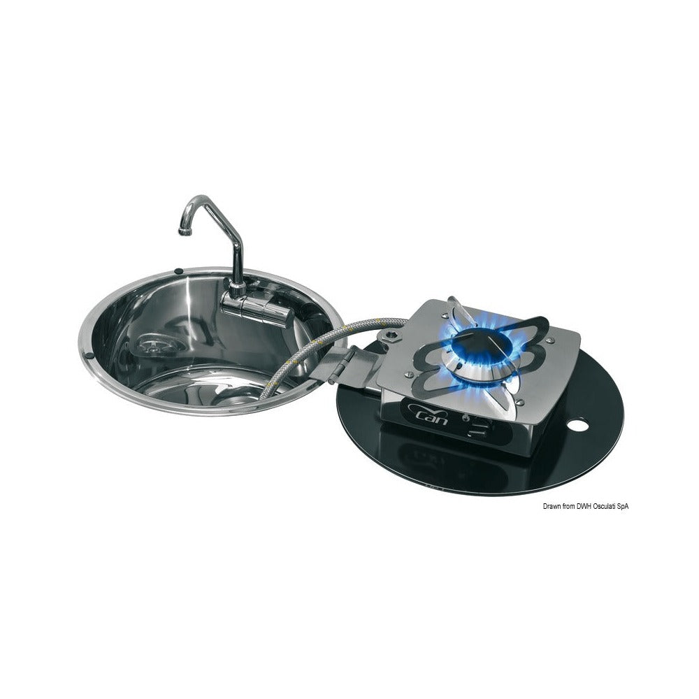 Hinge stove folding into the sink