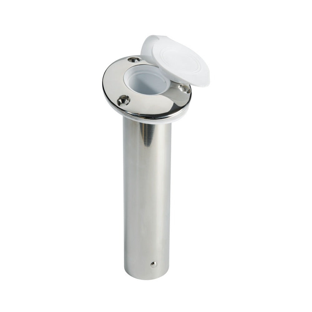 Recess-fit fishing rod holder with watertight cap 