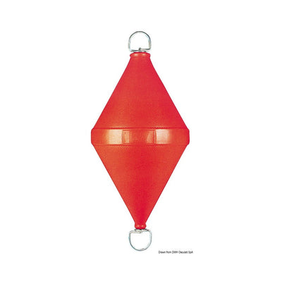 Blown polyethylene buoys with through-rod