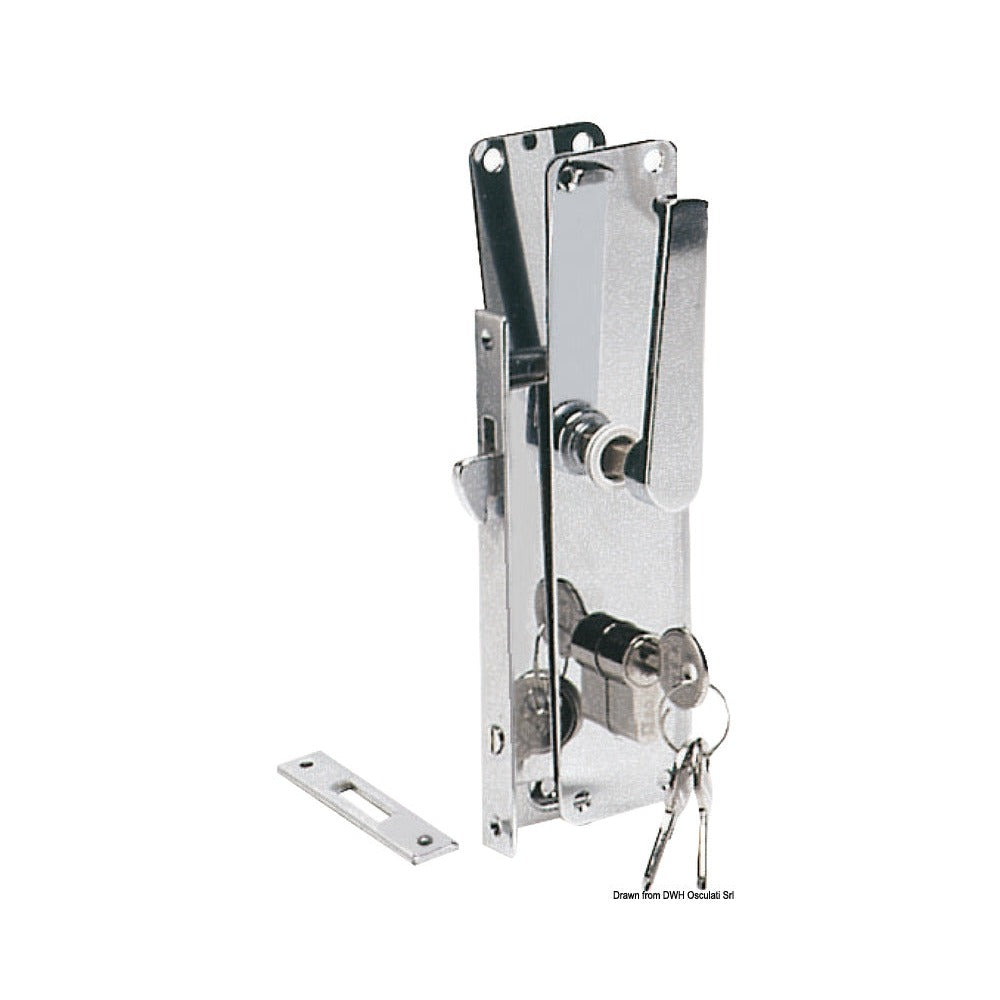 Recess-fit lock for sliding door with Yale-type ke
