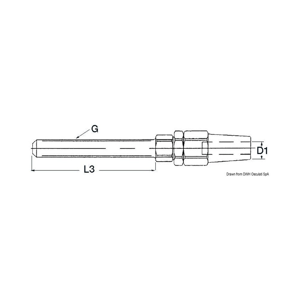 Terminals for fitting into tensioners with right m