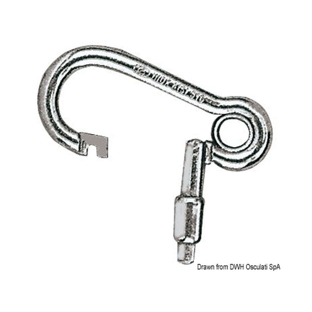 Carbine hook with outer opening, made of stainless