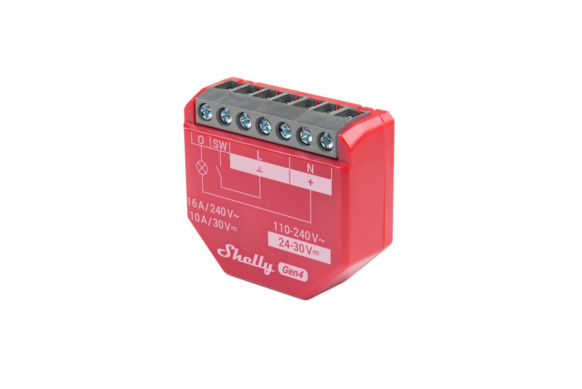 Shelly 1PM Gen4 -rele, 1-kanavainen mittauksella, Matter/Zigbee, 24 V DC & 230 V