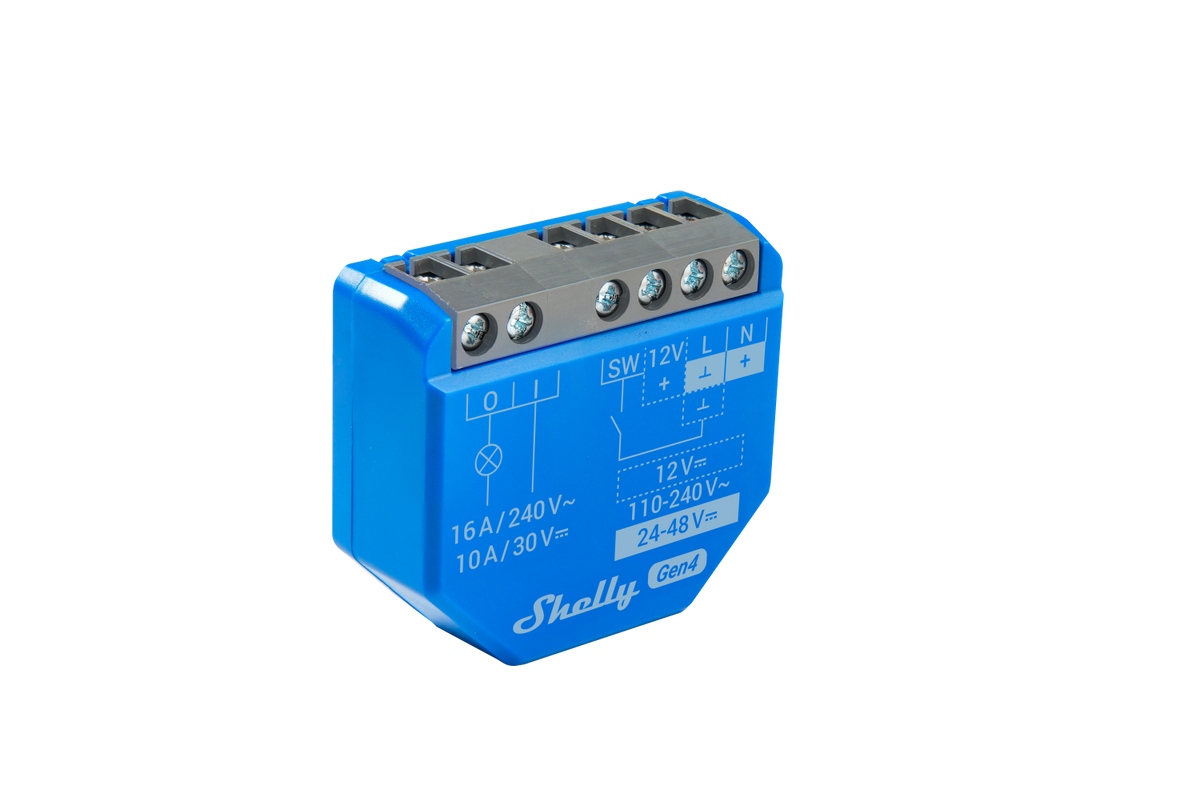 Shelly 1 Gen4 relé, 2-pakning, Matter/Zigbee, 12–48 V DC & 230 V