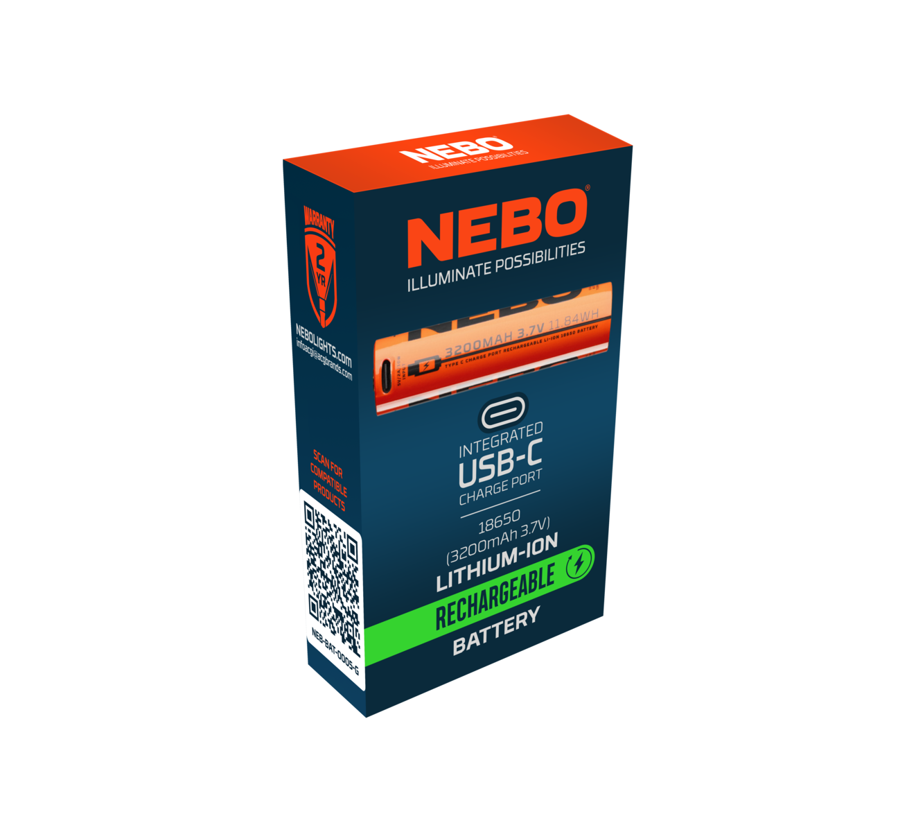 18650 USB-C ladattava akku - Slyde King 2K, Big Larry Pro, Luxtreme SL25