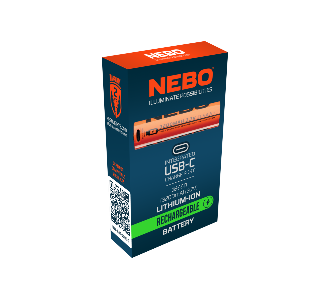 18650 USB-C ladattava akku