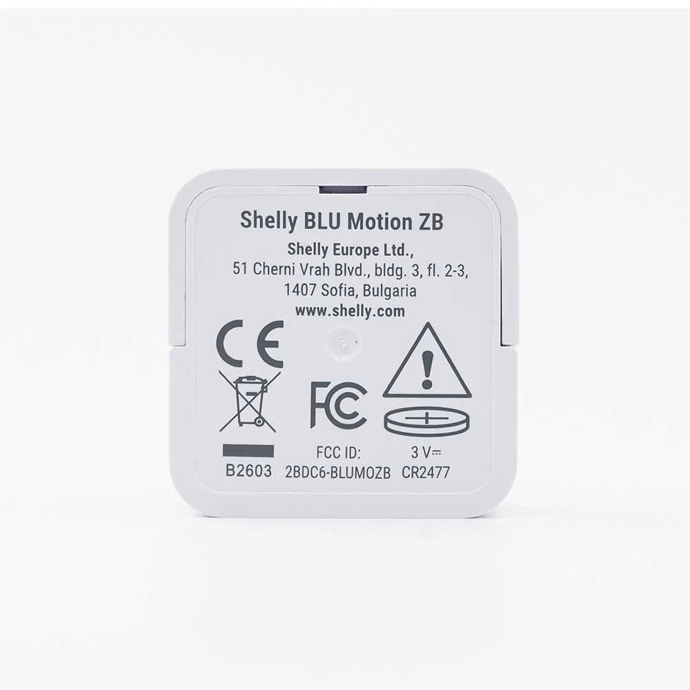 Shelly Blu ZB Motion sensor, back view with mounting surface