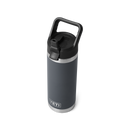 YETI Rambler 18 oz Straw Bottle Charcoal three-quarter view up