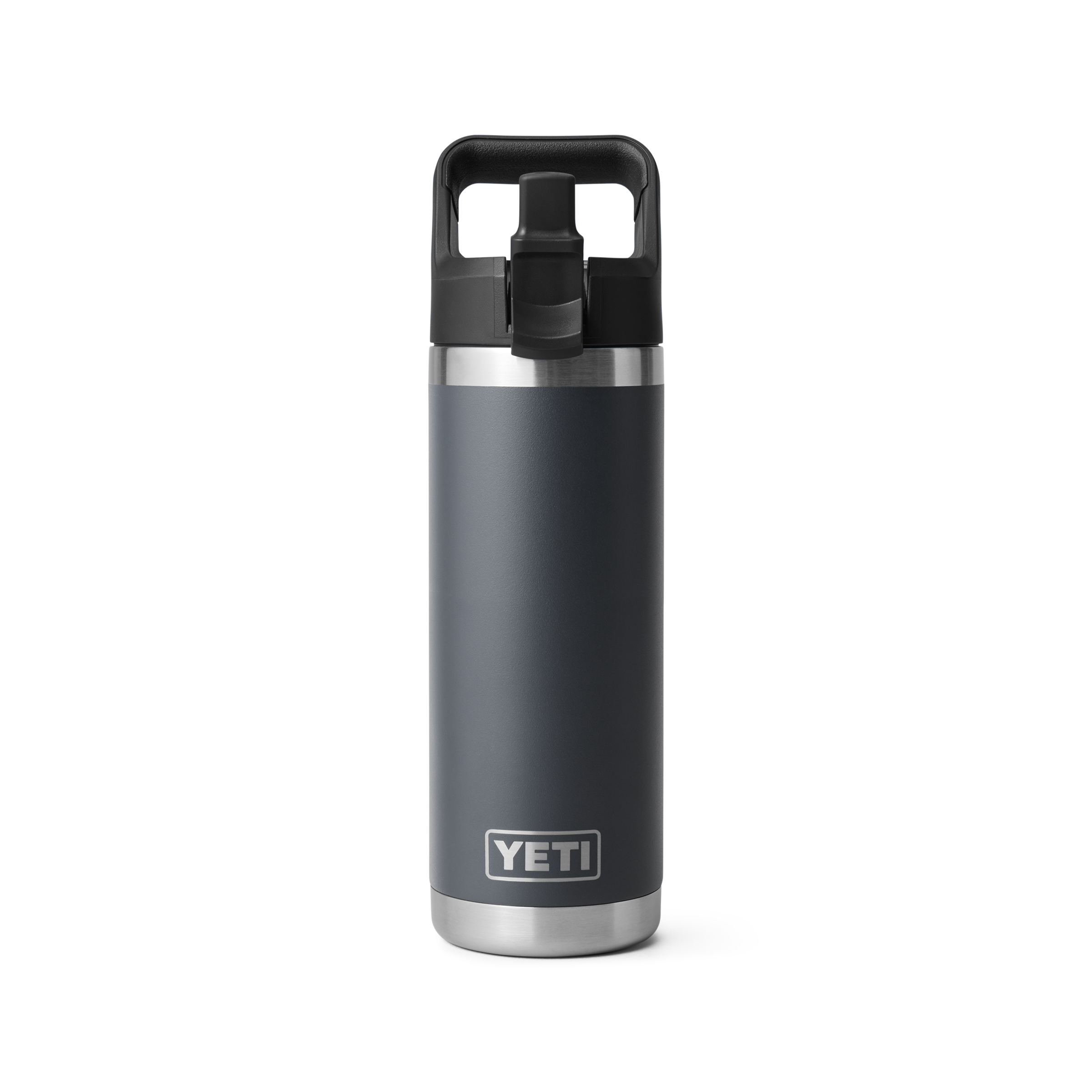 YETI Rambler 18 oz Straw Bottle Charcoal front view up
