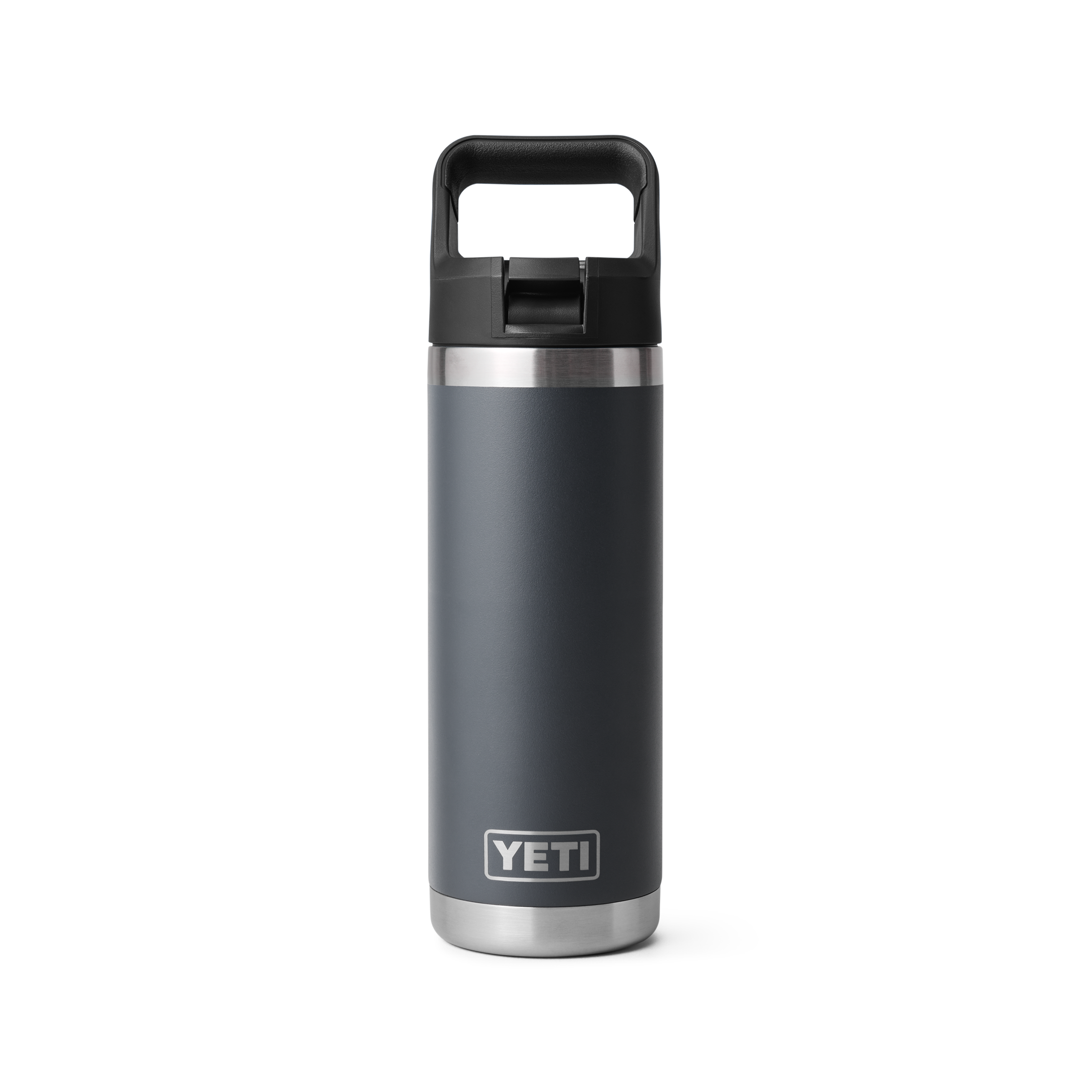 YETI Rambler 18 oz Straw Bottle Charcoal front view