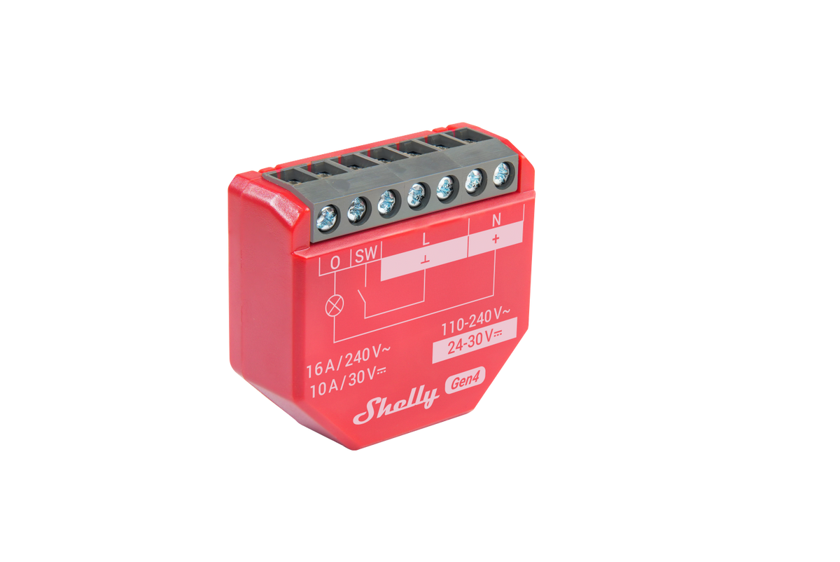 Shelly 1PM Gen4 -rele, 1-kanavainen mittauksella, Matter/Zigbee, 24 V DC & 230 V