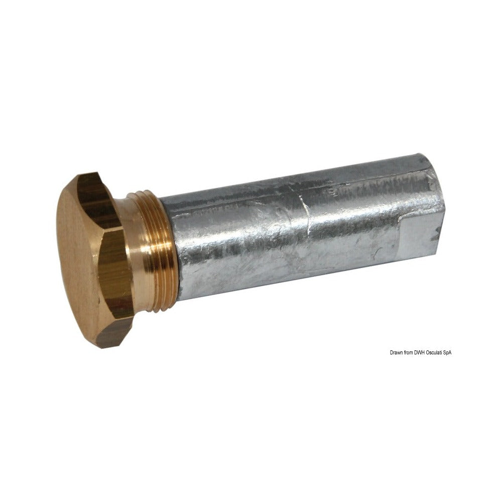 Onboard/outboard engine anode with plug (zinc)