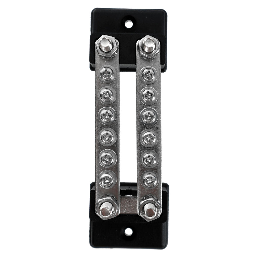 Busbar 12–48 V DC, 12-Way with Cover — 150 A