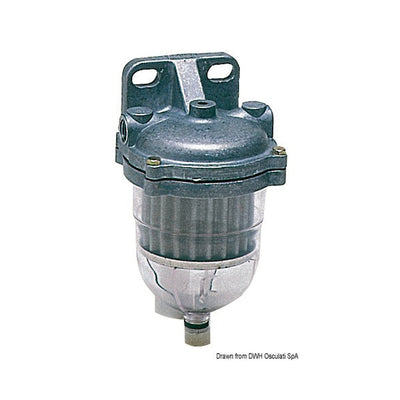 Purifying filter for diesel fuel with clear tray