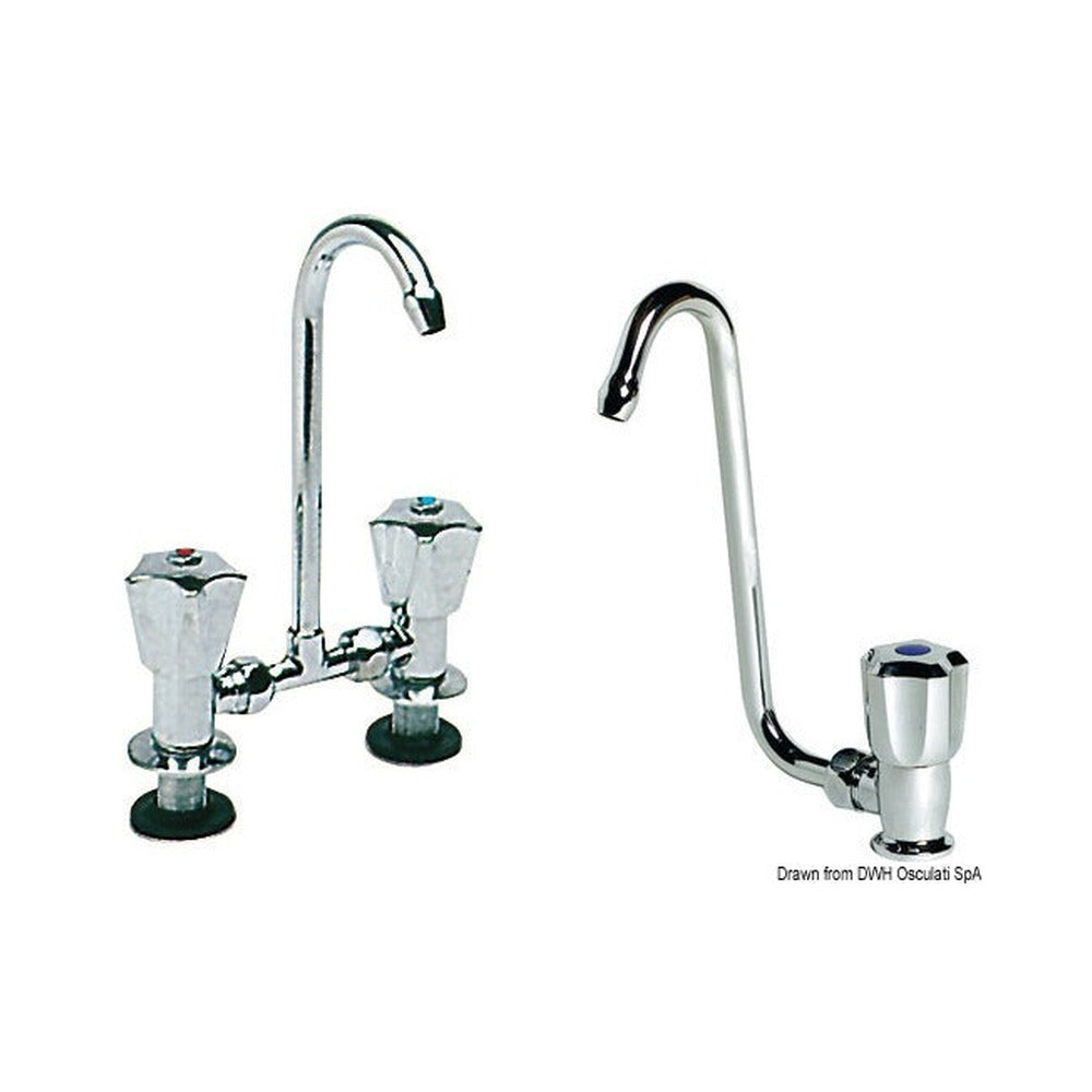 Swivelling spout taps made in chromed brass