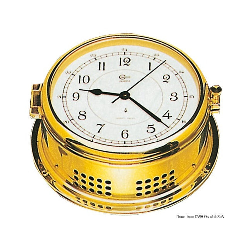 Marine quartz clock with brass housing