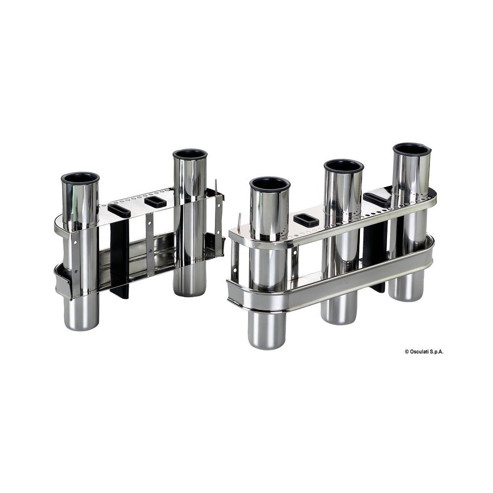 Steel fishing rod holder for bulkhead mounting