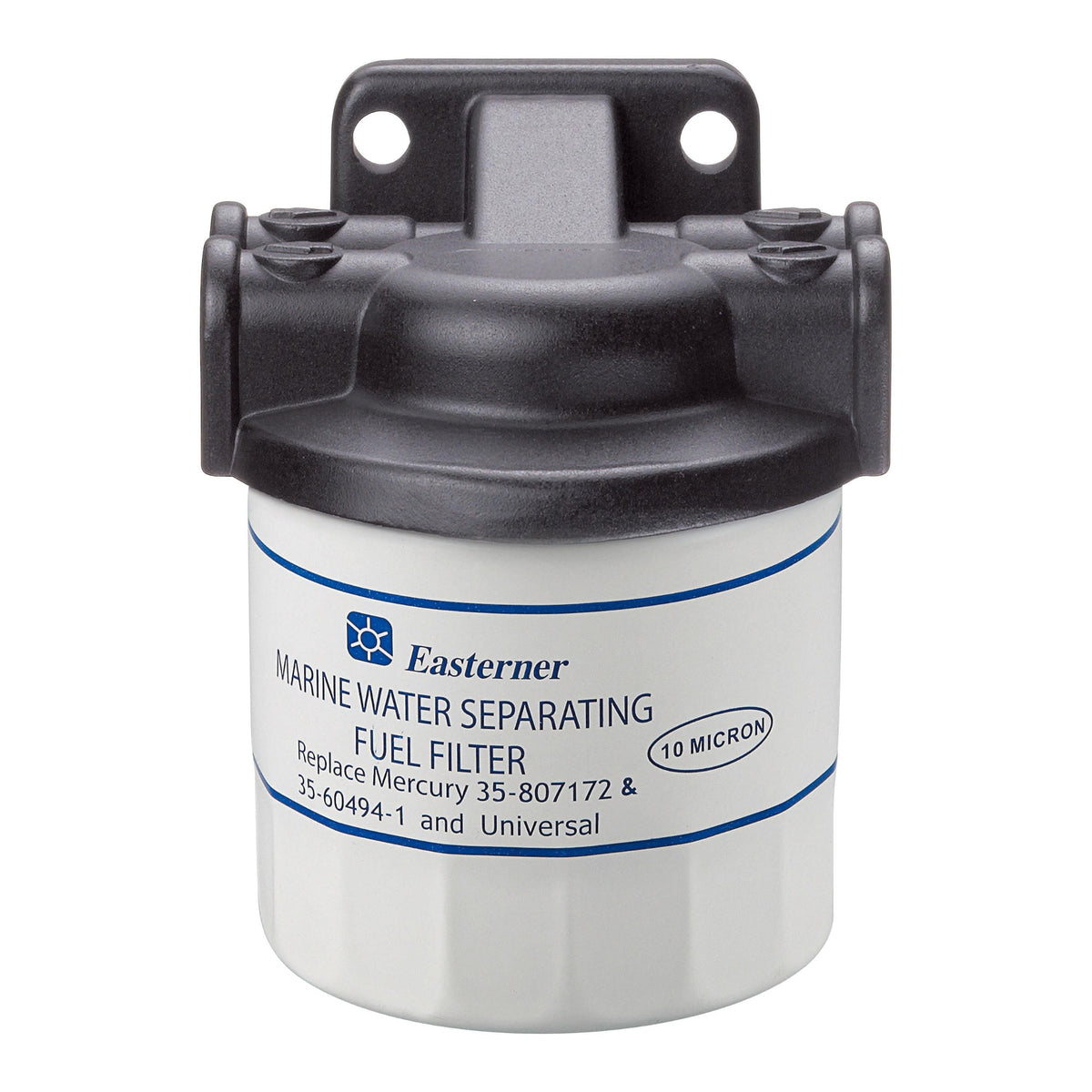 Inline marine fuel filter with water separator bowl