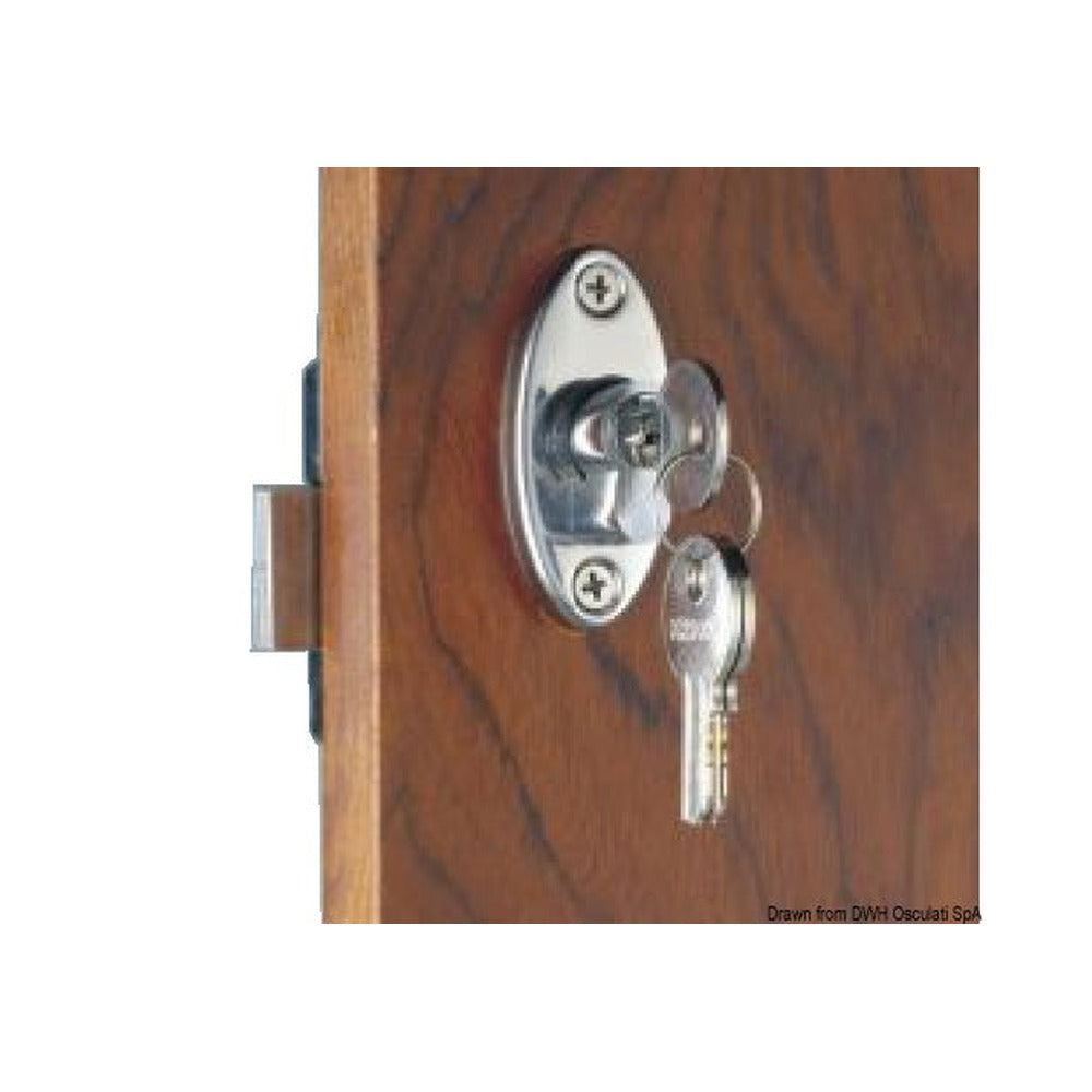 With knob and Yale external key. Knob lock from in
