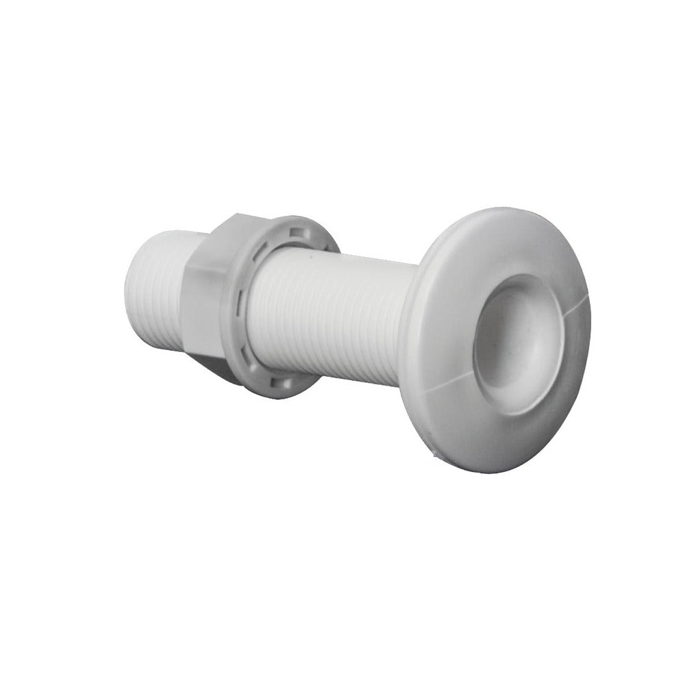 White plastic threaded skin fittings